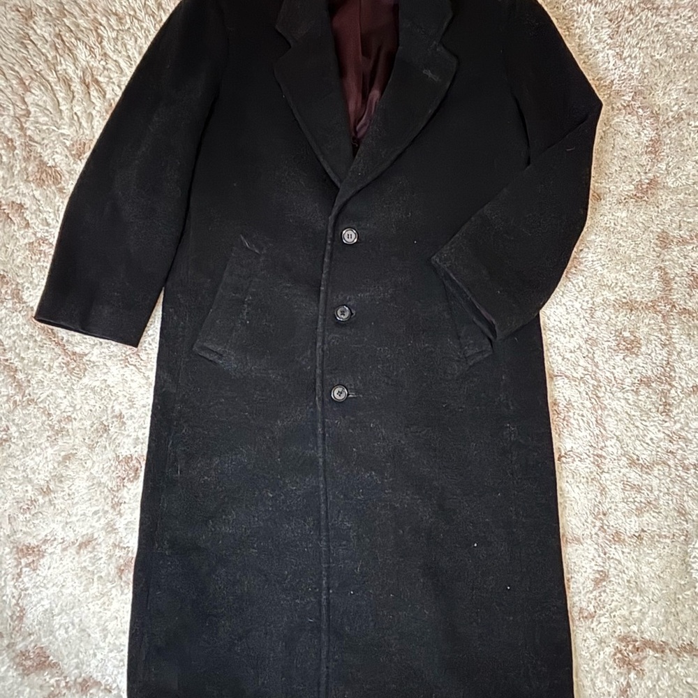 Alfani 40R Men's Black Overcoat 100% Pure Wool